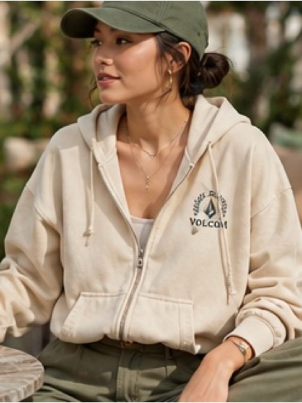 Volcom women’s Cream Zip Hoodie with Logo